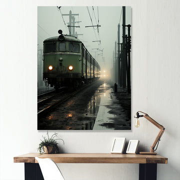 Comforting Moody Train Journey - Train Canvas Wall Art